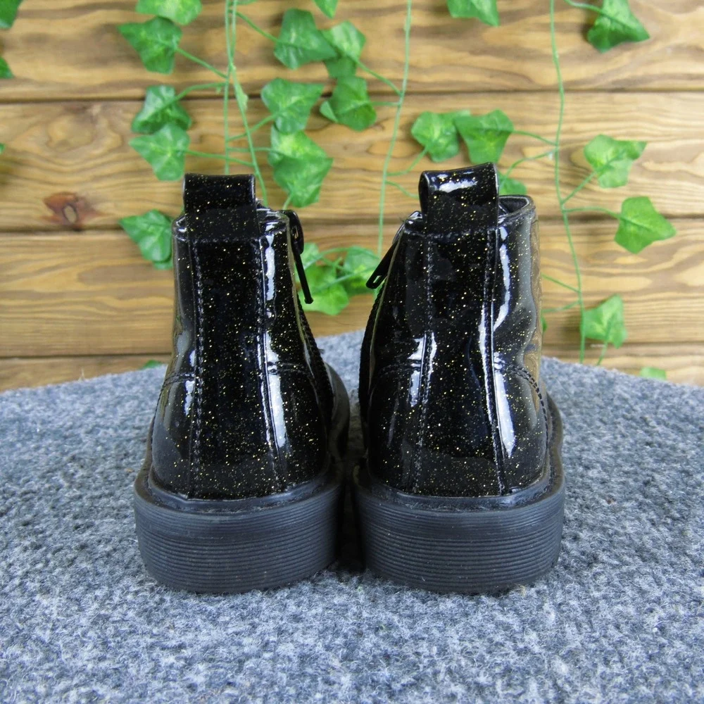 There‎ Abouts Lil Reese Toddler Kids Black Glitter Ankle Boots 6 Laces Zipper